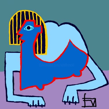 Digitale Kunst getiteld "sphinx-you-very-muc…" door Franck Vidal, Origineel Kunstwerk, Digitaal Schilderwerk