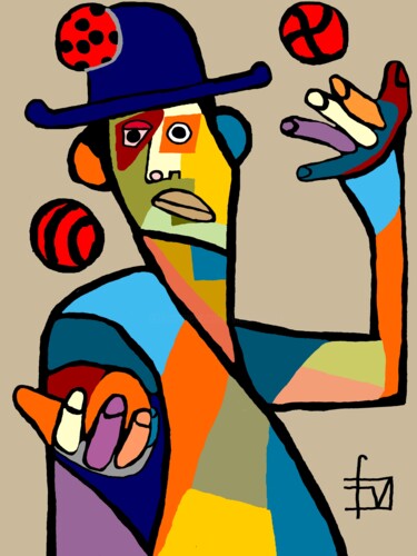 Digital Arts με τίτλο "le jongleur" από Franck Vidal, Αυθεντικά έργα τέχνης, Ψηφιακή ζωγραφική Τοποθετήθηκε στο Μέταλλο