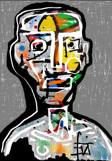 Arts numériques intitulée "tête-d'affiche" par Franck Vidal, Œuvre d'art originale, Peinture numérique