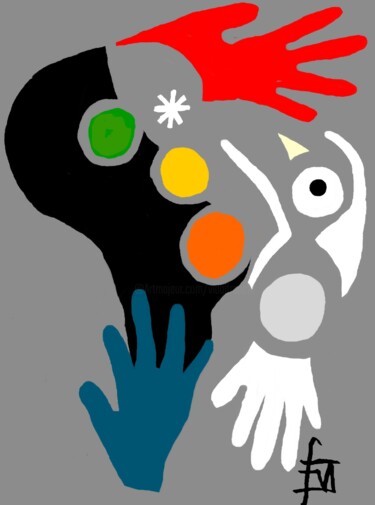 Arts numériques intitulée "le-jongleur-et-l'oi…" par Franck Vidal, Œuvre d'art originale, Peinture numérique