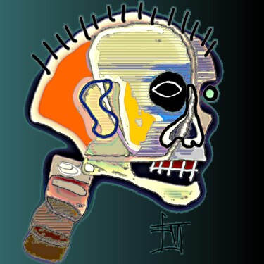 Digitale Kunst mit dem Titel "crânement-basquiat-…" von Franck Vidal, Original-Kunstwerk, Digitale Malerei