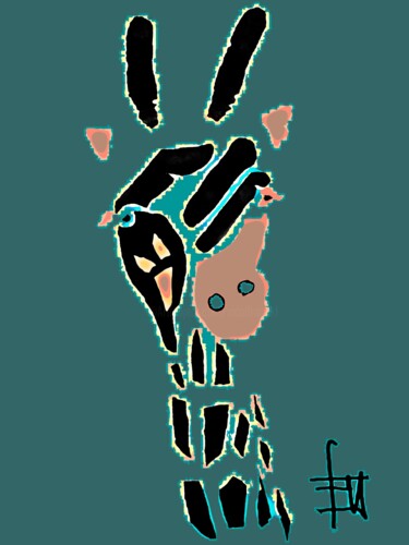 Arts numériques intitulée "peindre-la-girafe.j…" par Franck Vidal, Œuvre d'art originale, Peinture numérique