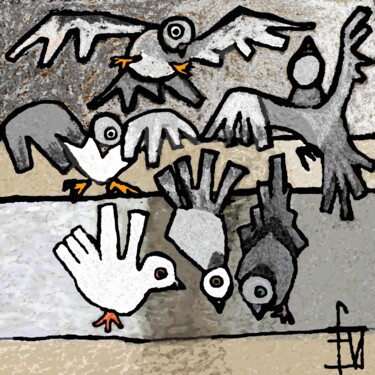 "pigeons-volent.jpg" başlıklı Dijital Sanat Franck Vidal tarafından, Orijinal sanat, Dijital Resim