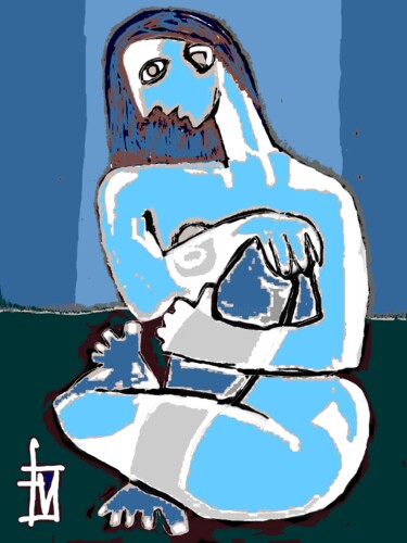 Arts numériques intitulée "nu-bleu.jpg" par Franck Vidal, Œuvre d'art originale
