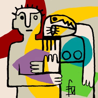 Digitale Kunst mit dem Titel "bras-dessus-bras-de…" von Franck Vidal, Original-Kunstwerk, Digitale Malerei