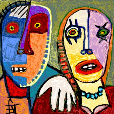 Arte digitale intitolato "Monsieur et Madame" da Franck Vidal, Opera d'arte originale, Pittura digitale