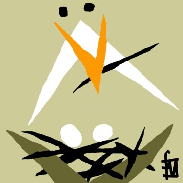 Digitale Kunst mit dem Titel "oiseau" von Franck Vidal, Original-Kunstwerk, Digitale Malerei