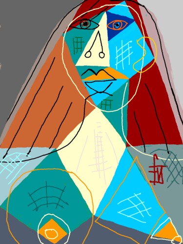 Digital Arts titled "buste de femme 5" by Franck Vidal, Original Artwork, Digital Painting