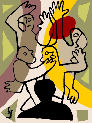 Grafika cyfrowa / sztuka generowana cyfrowo zatytułowany „la touche du rugby” autorstwa Franck Vidal, Oryginalna praca, Mala…