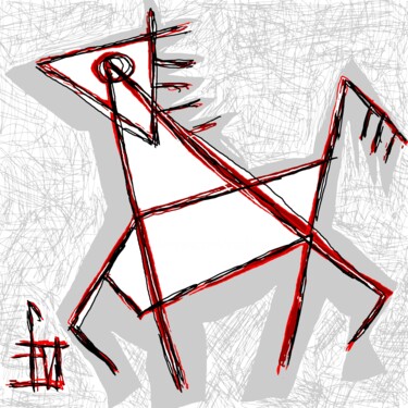 Цифровое искусство под названием "le petit cheval bla…" - Franck Vidal, Подлинное произведение искусства, Цифровая живопись