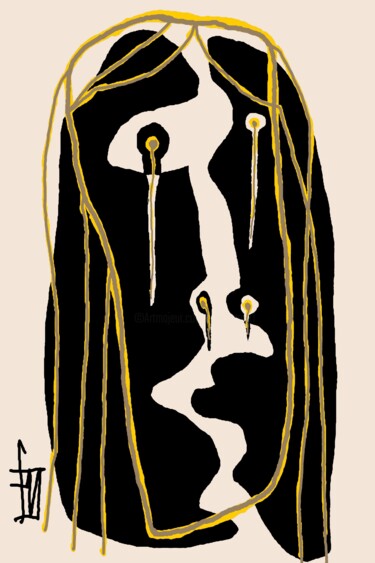 Grafika cyfrowa / sztuka generowana cyfrowo zatytułowany „La Femme qui pleure” autorstwa Franck Vidal, Oryginalna praca, Mal…