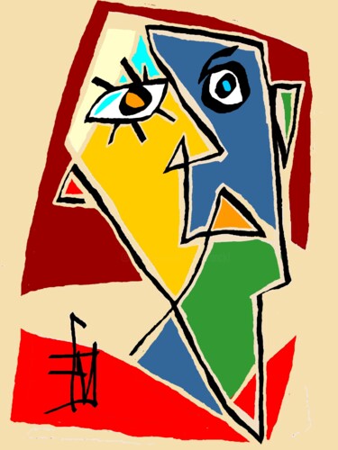 Arts numériques intitulée "visage 2" par Franck Vidal, Œuvre d'art originale, Peinture numérique