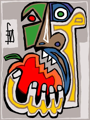 Arts numériques intitulée "croqueur de pomme" par Franck Vidal, Œuvre d'art originale, Peinture numérique