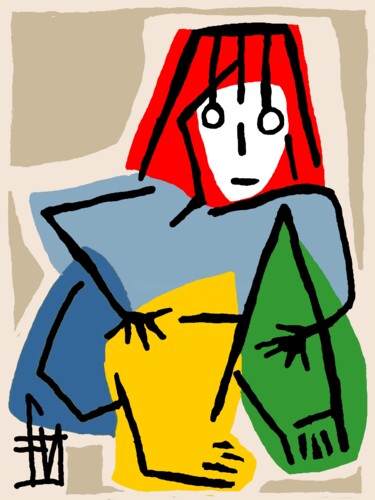 Digitale Kunst mit dem Titel "fillette" von Franck Vidal, Original-Kunstwerk, Digitale Malerei