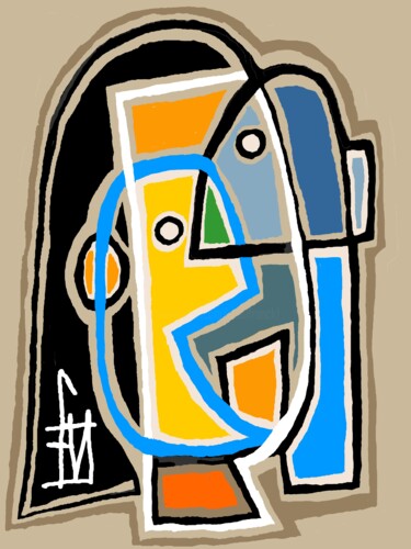 Digitale Kunst mit dem Titel "portrait de famille" von Franck Vidal, Original-Kunstwerk, Digitale Malerei