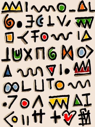 Arts numériques intitulée "Message en glyphes…" par Franck Vidal, Œuvre d'art originale, Peinture numérique