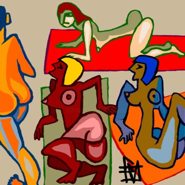 Digitale Kunst mit dem Titel "un homme passe" von Franck Vidal, Original-Kunstwerk, Digitale Malerei