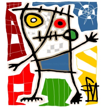 Digitale Kunst mit dem Titel "le gardien de but" von Franck Vidal, Original-Kunstwerk, Digitale Malerei