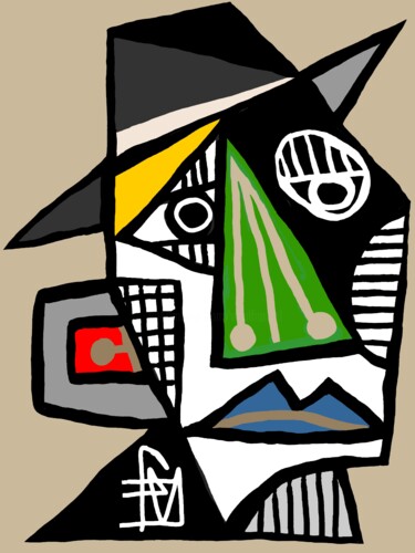 Arte digital titulada "homme au chapeau" por Franck Vidal, Obra de arte original, Pintura Digital