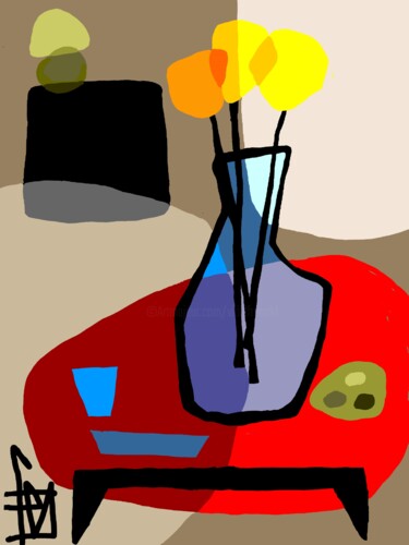 Digitale Kunst mit dem Titel "le vase" von Franck Vidal, Original-Kunstwerk, Digitale Malerei