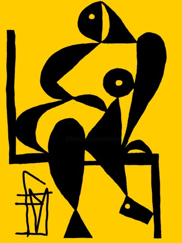 Digital Arts titled "jaune , ombres chin…" by Franck Vidal, Original Artwork, Digital Painting