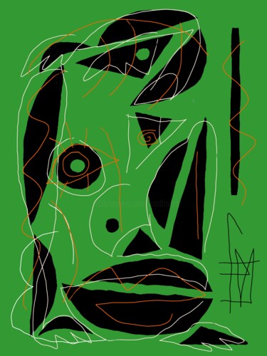 Digital Arts titled "vert , visions" by Franck Vidal, Original Artwork, Digital Painting