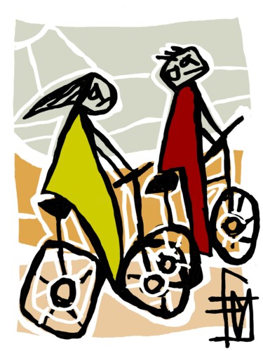 Digital Arts titled "balade à vélo" by Franck Vidal, Original Artwork, Digital Painting