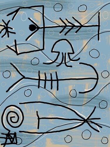 Grafika cyfrowa / sztuka generowana cyfrowo zatytułowany „abstraction aquatiq…” autorstwa Franck Vidal, Oryginalna praca, Ma…