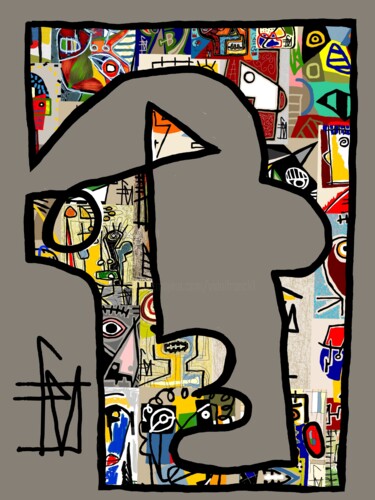 Arte digital titulada "visage d'homme 2" por Franck Vidal, Obra de arte original, Pintura Digital