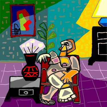 Digitale Kunst mit dem Titel "interieur 2" von Franck Vidal, Original-Kunstwerk, Digitale Malerei