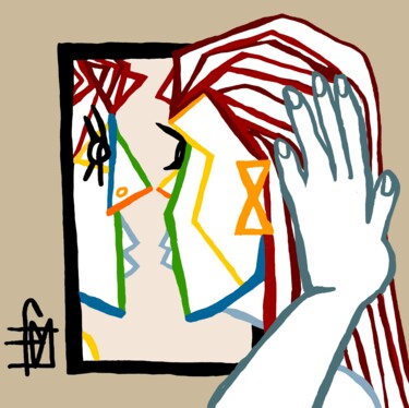 Arts numériques intitulée "face à soi même 2" par Franck Vidal, Œuvre d'art originale, Peinture numérique