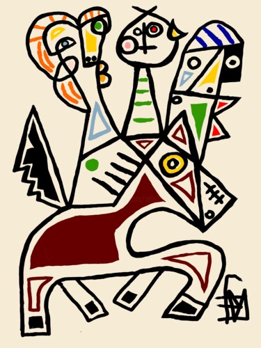 Digitale Kunst mit dem Titel "la famille "Du Chie…" von Franck Vidal, Original-Kunstwerk, Digitale Malerei