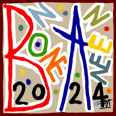 Digitale Kunst mit dem Titel "Bonne Année 2024 à…" von Franck Vidal, Original-Kunstwerk, Digitale Malerei