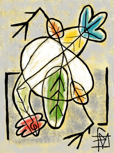 Arte digital titulada "l'œuf à plumes" por Franck Vidal, Obra de arte original, Pintura Digital