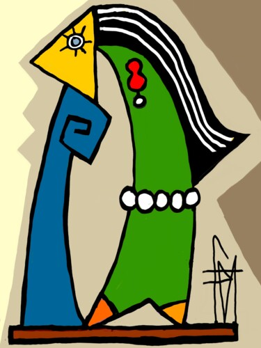 Digitale Kunst mit dem Titel "buste 4" von Franck Vidal, Original-Kunstwerk, Digitale Malerei