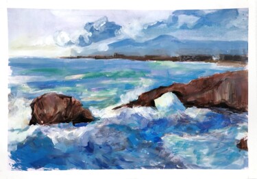 Painting titled "Sea wave" by Shlomit Levi, Original Artwork, Acrylic