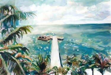 Peinture intitulée "Isla mujeres port" par Shlomit Levi, Œuvre d'art originale, Acrylique