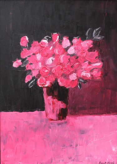 Ζωγραφική με τίτλο "Noir de Roses" από F-Henri, Αυθεντικά έργα τέχνης, Λάδι
