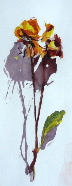 Painting titled "Rose flétrie" by Franck Le Boulicaut, Original Artwork, Watercolor