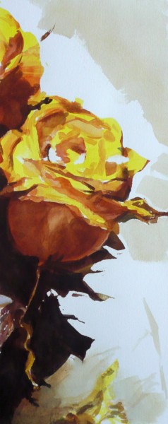 제목이 "Rose jaune"인 미술작품 Franck Le Boulicaut로, 원작, 수채화