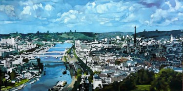 Peinture intitulée "La Seine à Rouen" par Franck Le Boulicaut, Œuvre d'art originale, Huile