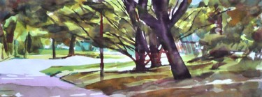 Painting titled "Bois de Vincennes" by Franck Le Boulicaut, Original Artwork, Watercolor