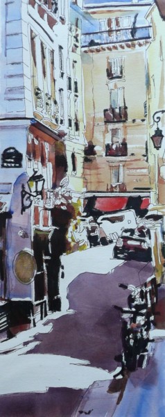 Painting titled "Rue de l'Hotel Colb…" by Franck Le Boulicaut, Original Artwork, Watercolor