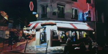Schilderij getiteld "Bar tabac" door Franck Le Boulicaut, Origineel Kunstwerk, Olie