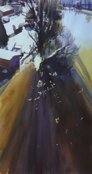 Malerei mit dem Titel "Inondation" von Franck Le Boulicaut, Original-Kunstwerk, Aquarell