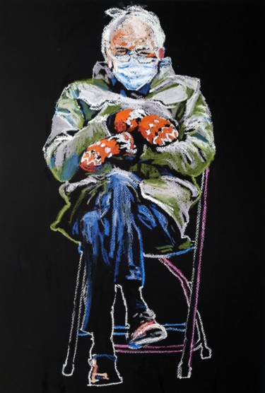 Рисунок под названием "Les mitaines rouges" - Franck Le Boulicaut, Подлинное произведение искусства, Пастель