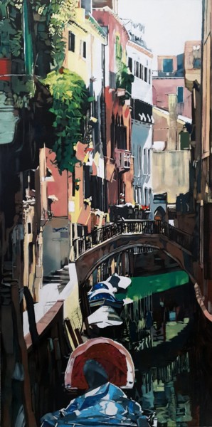 Painting titled "Ponte de l'Agnella" by Franck Le Boulicaut, Original Artwork, Oil