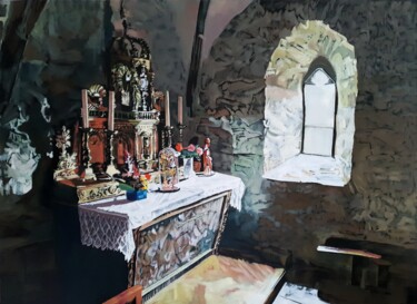 Painting titled "Absidiole à Chastel" by Franck Le Boulicaut, Original Artwork, Oil