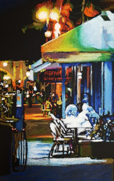 Drawing titled "Happy Hour" by Franck Le Boulicaut, Original Artwork, Pastel