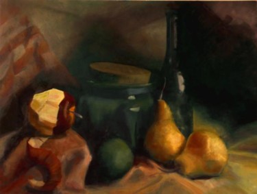 Painting titled "Pomme et poires" by Franck Le Boulicaut, Original Artwork
